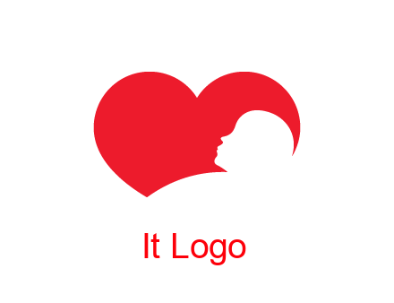 negative spacing child head in heart