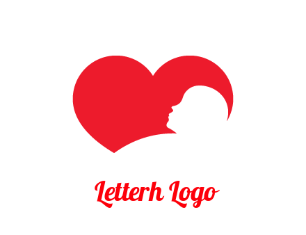 negative spacing child head in heart
