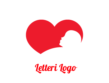 negative spacing child head in heart