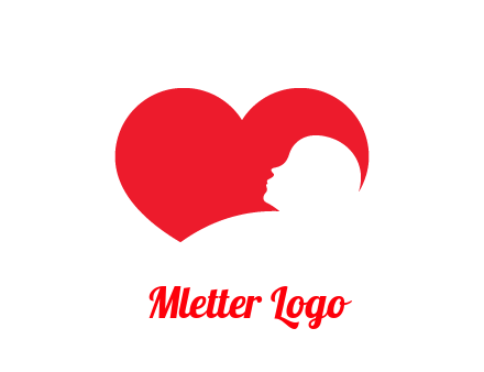 negative spacing child head in heart