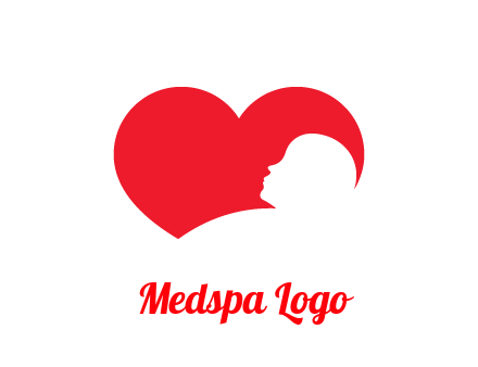 negative spacing child head in heart