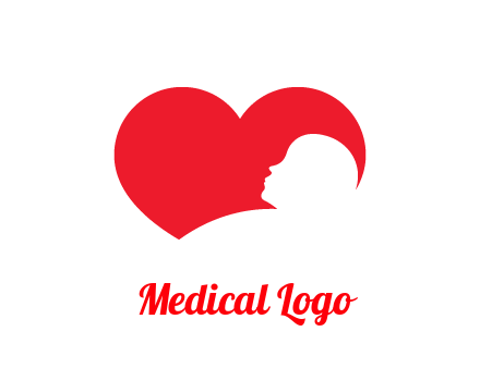 negative spacing child head in heart
