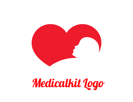 negative spacing child head in heart
