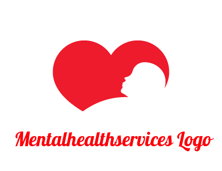 negative spacing child head in heart