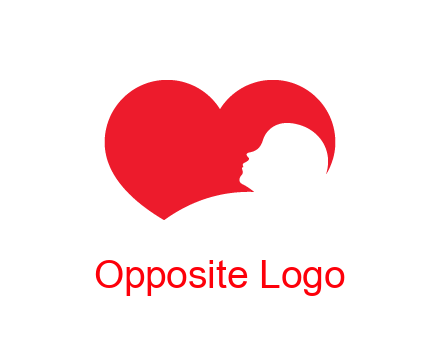 negative spacing child head in heart