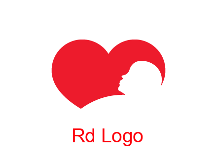 negative spacing child head in heart