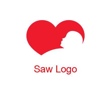 negative spacing child head in heart