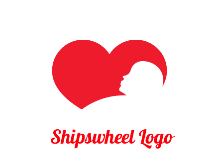 negative spacing child head in heart