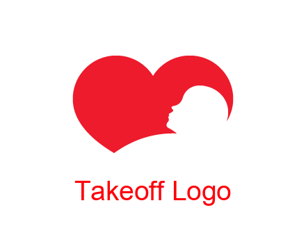 negative spacing child head in heart