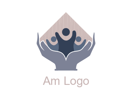 rhombus and people icon in hands