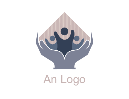 rhombus and people icon in hands