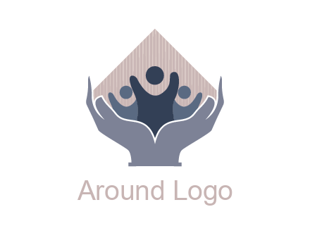 rhombus and people icon in hands