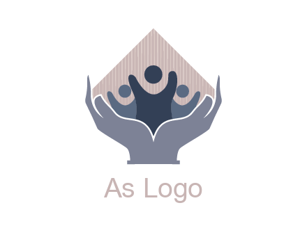 rhombus and people icon in hands