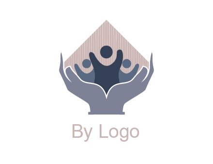 rhombus and people icon in hands