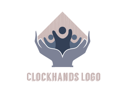 rhombus and people icon in hands
