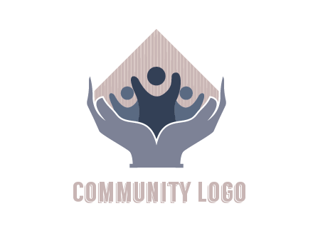 rhombus and people icon in hands