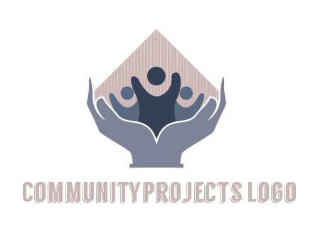 rhombus and people icon in hands
