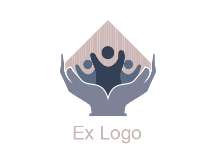 rhombus and people icon in hands