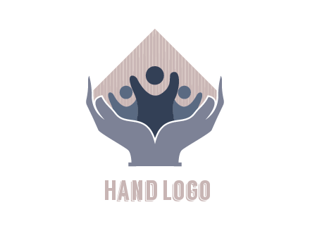 rhombus and people icon in hands