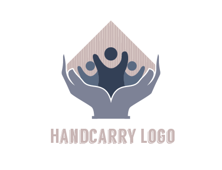 rhombus and people icon in hands