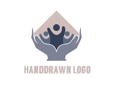 rhombus and people icon in hands