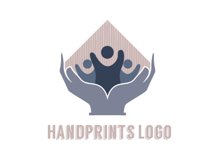 rhombus and people icon in hands