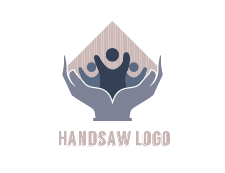 rhombus and people icon in hands