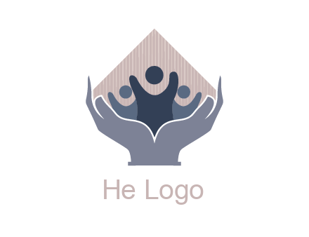 rhombus and people icon in hands