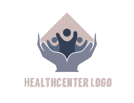 rhombus and people icon in hands