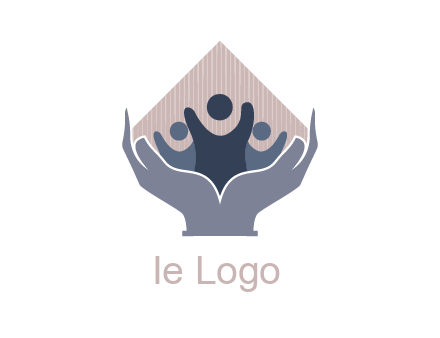 rhombus and people icon in hands
