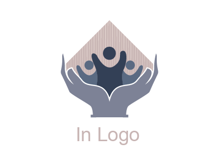 rhombus and people icon in hands