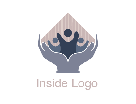 rhombus and people icon in hands