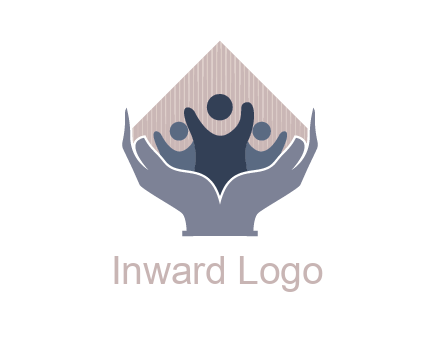 rhombus and people icon in hands