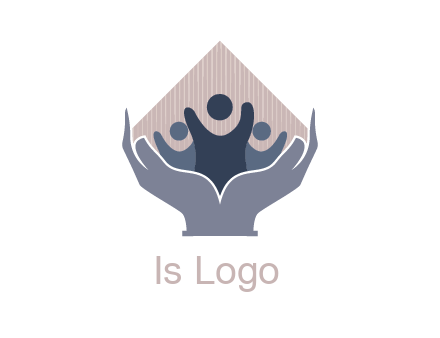 rhombus and people icon in hands