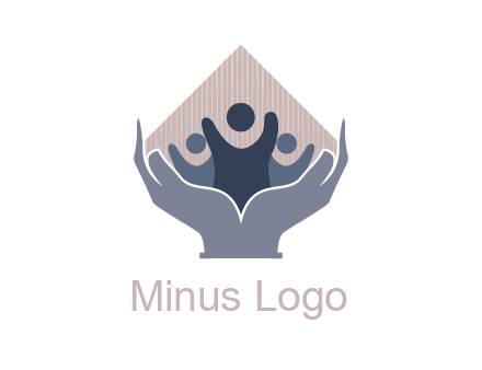 rhombus and people icon in hands