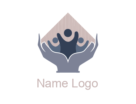 rhombus and people icon in hands
