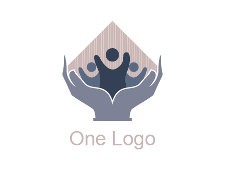 rhombus and people icon in hands
