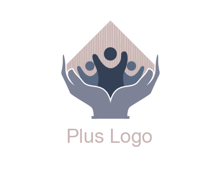 rhombus and people icon in hands