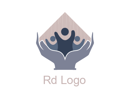 rhombus and people icon in hands