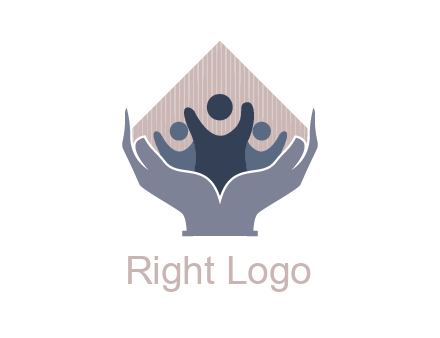 rhombus and people icon in hands