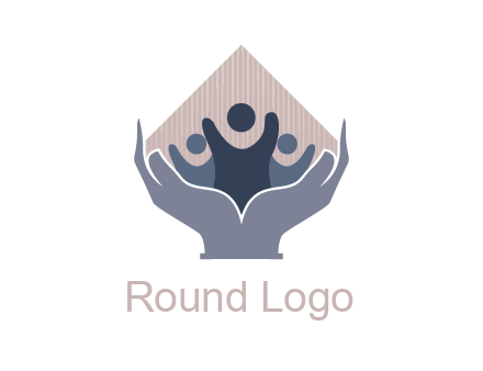 rhombus and people icon in hands
