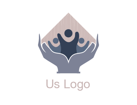 rhombus and people icon in hands