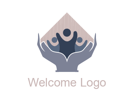 rhombus and people icon in hands