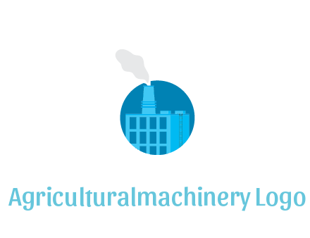 factory with steam in circle