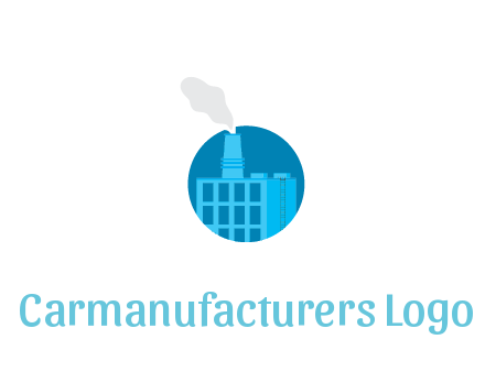 factory with steam in circle