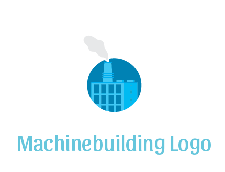 factory with steam in circle