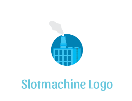 factory with steam in circle