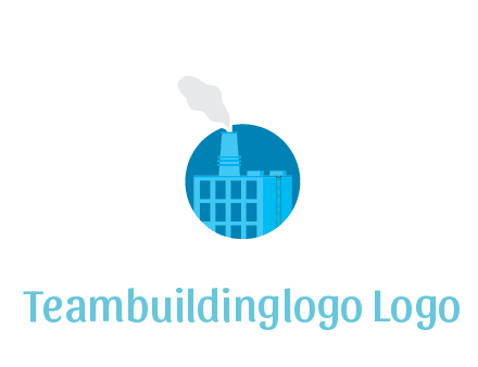 factory with steam in circle