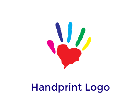 color paint forming palm with heart