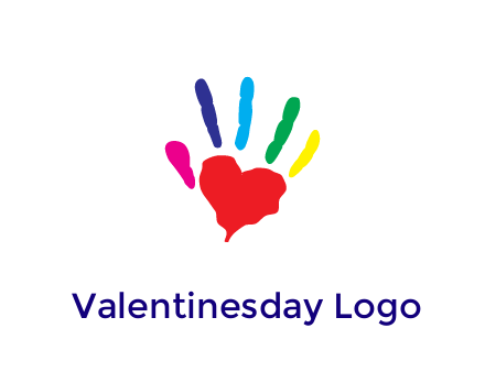 color paint forming palm with heart